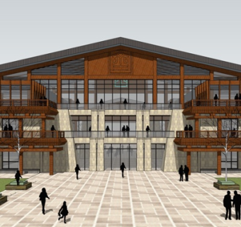 新中式购物商场su模型