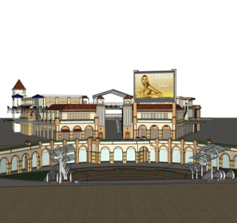 欧式商业街su模型