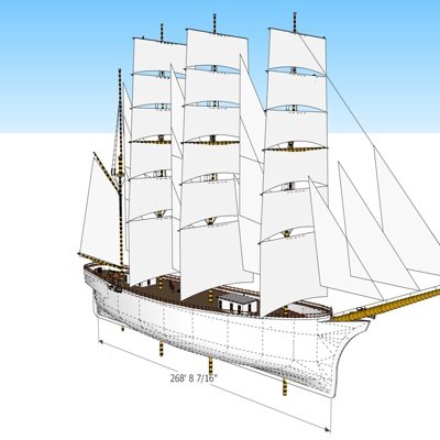 现代海船su模型