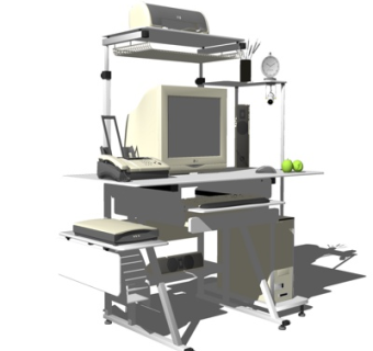 现代复古电脑桌su模型