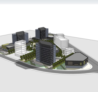 现代商业区规划su模型