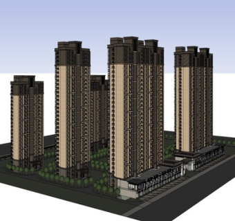 欧式小区规划su模型