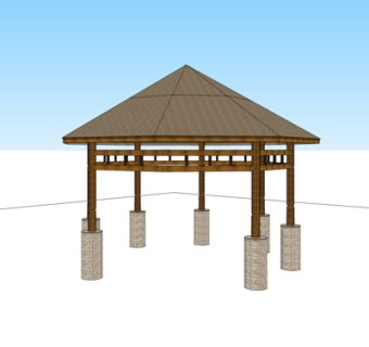 中式凉亭su模型
