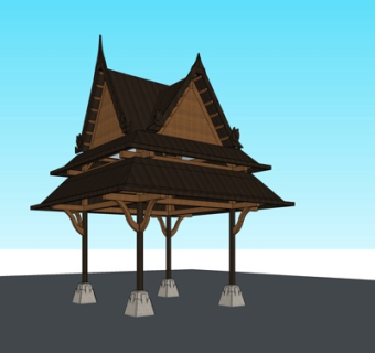 东南亚凉亭su模型