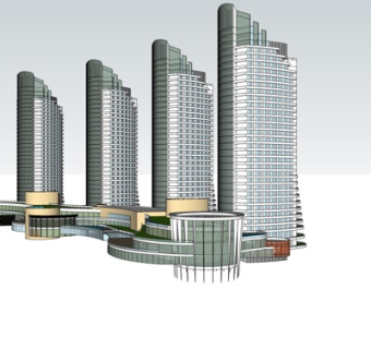 现代办公楼su模型