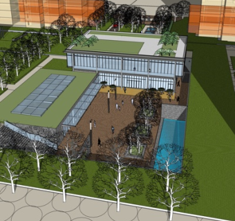 现代办公楼su模型