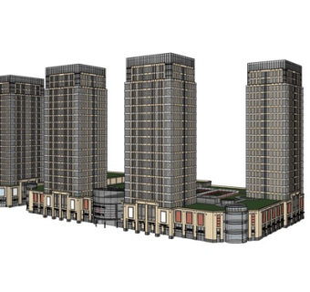 欧式商业街su模型