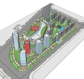 现代小区规划su模型