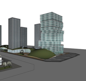 现代办公楼su模型