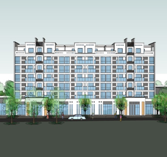 新中式商住综合楼su模型