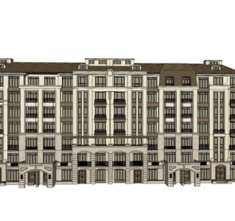 法式多层公寓楼su模型