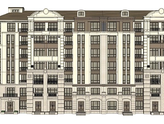 法式多层公寓楼su模型