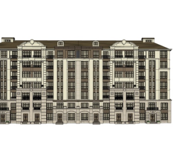 法式多层公寓楼su模型