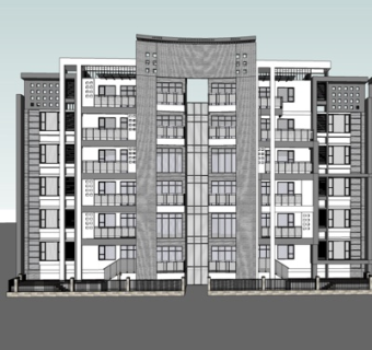 新中式公寓楼su模型