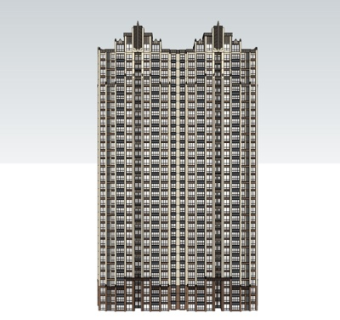 新古典高层公寓楼su模型