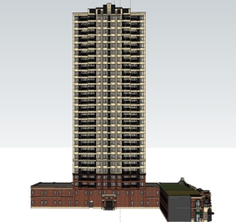 新古典高层公寓楼su模型