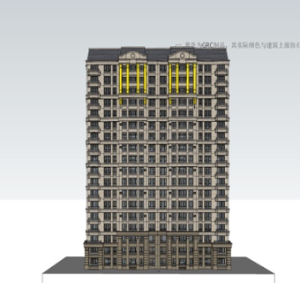 法式高层公寓楼su模型