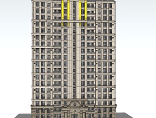 <em>法式高层公寓</em>楼su模型