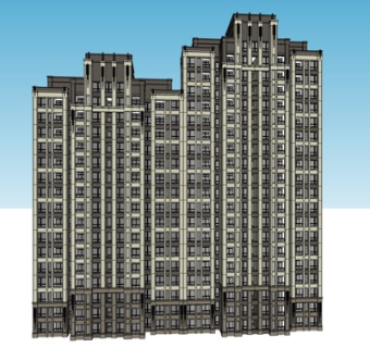 新古典高层公寓楼su模型
