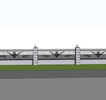 欧式围墙su模型