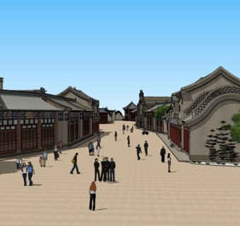 中式商业街su模型