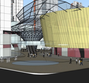 现代商业街su模型