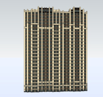 新古典高层公寓楼su模型