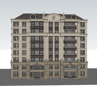 法式多层公寓楼su模型