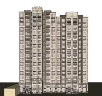 新古典高层公寓楼su模型