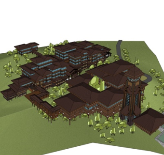 东南亚酒店su模型