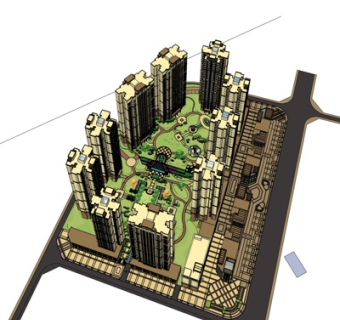 欧式小区规划su模型