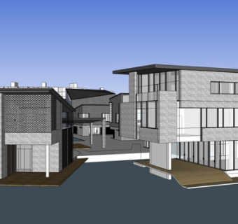 新中式办公楼su模型