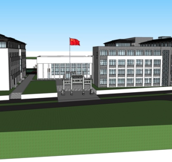 新中式学校规划su模型