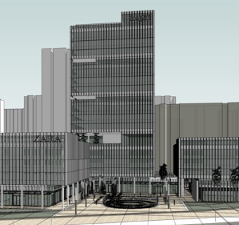 现代酒店外观su模型