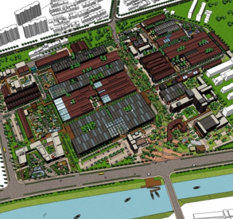 现代商业区规划su模型