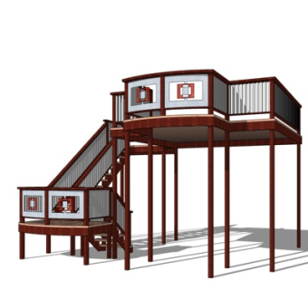 中式观景平台免费su模型