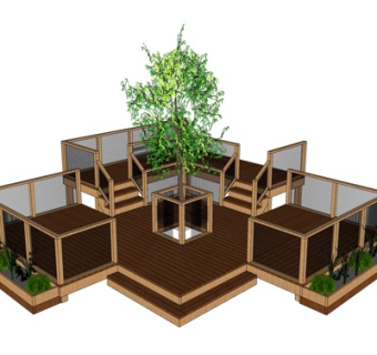 中式观景平台免费su模型