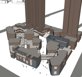 现代商业街su模型