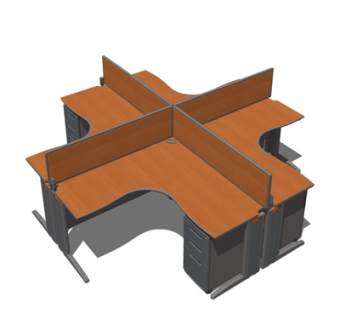 现代卡座办公桌su模型