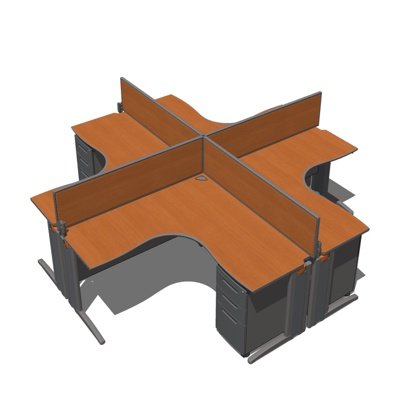 现代卡座办公桌su模型