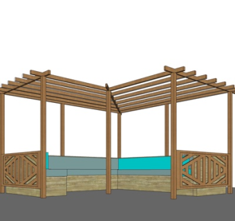 中式廊架su模型