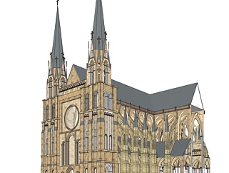 欧式古典<em>教堂</em>外观su模型