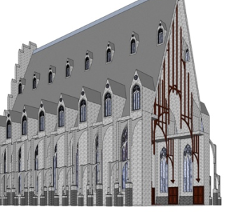 欧式古典教堂外观su模型
