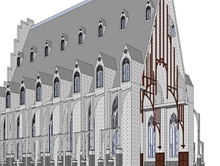 欧式古典<em>教堂</em>外观su模型
