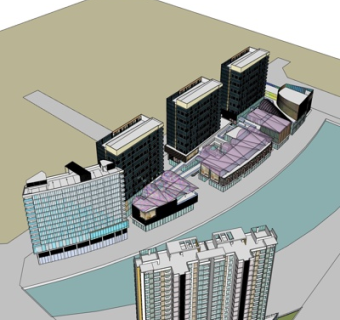 现代商业街su模型