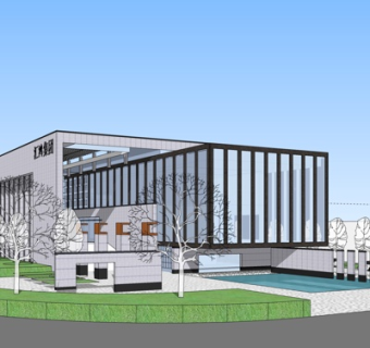 新中式办公楼su模型