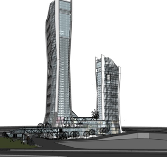 现代办公楼su模型