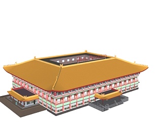 中式古建楼阁su模型