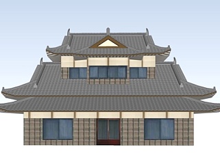 日式古建阁楼su模型