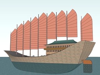 中式楼船su模型